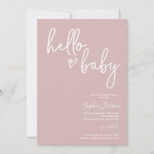 Dusty Pink Minimalistisch Modern Boho Babydusche Einladung