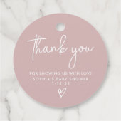 Dusty Pink Minimalistisch Modern Boho Babydusche Geschenkanhänger (Rückseite)