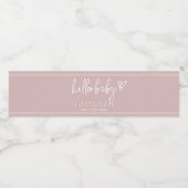 Dusty Pink Minimalistisch Modern Boho Babydusche Wasserflaschenetikett (Einzelnes Label)