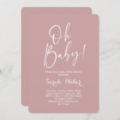 Dusty Pink minimalistisch moderne Babydusche Mädch Einladung (Vorne/Hinten)