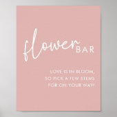 Dusty Pink Minimalistisch Script Blume Bar Poster (Vorne)