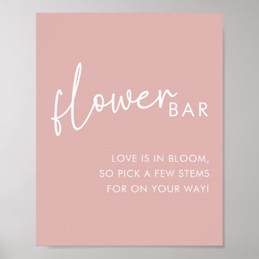 Dusty Pink Minimalistisch Script Blume Bar Poster (Vorne)