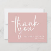 Dusty Pink Minimalistisch Script Brautparty Flat Dankeskarte (Vorderseite)