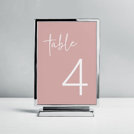 Dusty Pink Minimalistisch Script Brautparty Flat Tischnummer