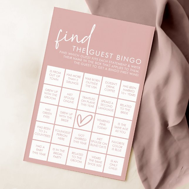 Dusty Pink Minimalistisch Shower Guest Bingo Spiel (Von Creator hochgeladen)