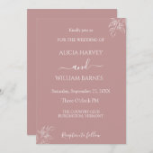 Dusty Pink Minimalistisch Wedding Einladung (Vorne/Hinten)