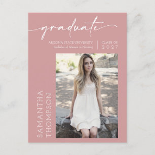 Dusty Pink Minimalistische Drehbuch Sie tat es Fot Postkarte