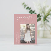 Dusty Pink Minimalistische Drehbuch Sie tat es Fot Postkarte (Stehend Vorderseite)