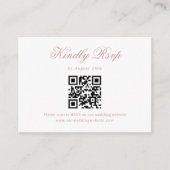 Dusty Pink Minimalistische Script Hochzeit QR Code Begleitkarte (Vorderseite)