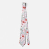 Dusty Pink MInt Watercolor Cherry Blossoms Krawatte (Vorderseite)