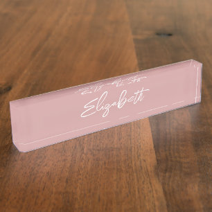 Dusty Pink Modern Brush Script Namensplakette
