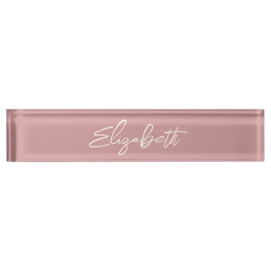 Dusty Pink Modern Brush Script Namensplakette (Vorderseite)