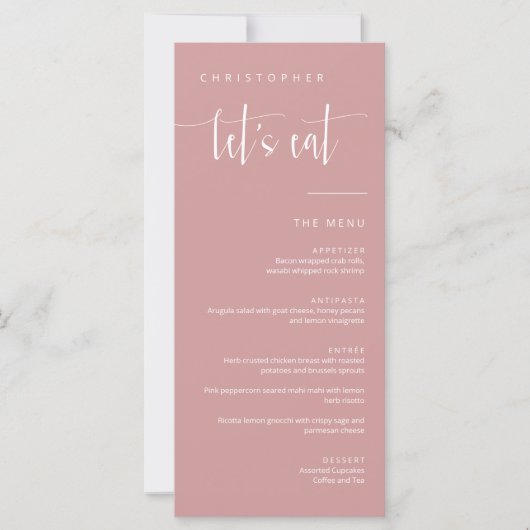 Dusty Pink Modern Minimal Vielen Dank Platzkarte M (Vorderseite)