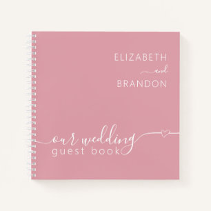Dusty Pink Modern Minimal Wedding Gästebuch Notizblock