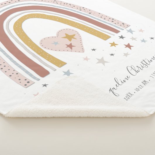 Dusty Pink Modern Rainbow Birth Stats Girl Baby Sherpadecke (3/4)