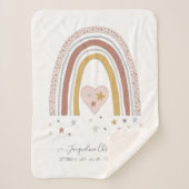 Dusty Pink Modern Rainbow Birth Stats Girl Baby Sherpadecke (Vorderseite)