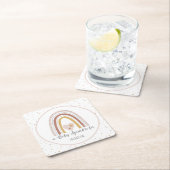 Dusty Pink Modern Rainbow Gold Girl Baby Sprinkle Rechteckiger Pappuntersetzer (Vor Ort)