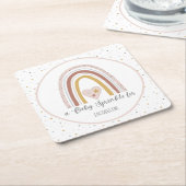 Dusty Pink Modern Rainbow Gold Girl Baby Sprinkle Rechteckiger Pappuntersetzer (angewinkelt)