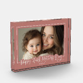 Dusty Pink Modern Script Happy Erster Muttertag Fotoblock (Links)