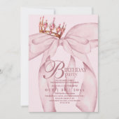 Dusty Pink Modern & Trendy Bow Birthday Party Einladung (Vorderseite)