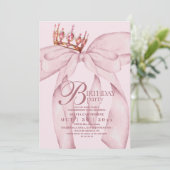 Dusty Pink Modern & Trendy Bow Birthday Party Einladung (Stehend Vorderseite)