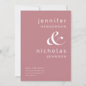 Dusty Pink Moderne Ampere und Typografie Hochzeit Save The Date (Vorderseite)