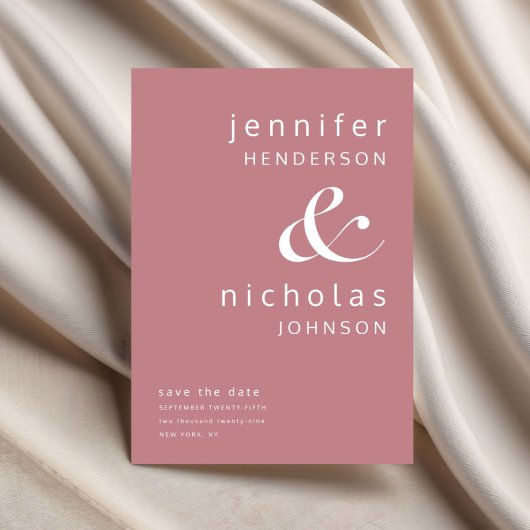 Dusty Pink Moderne Ampere und Typografie Hochzeit Save The Date