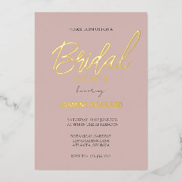 Dusty Pink Modernes Brautparty Gold Folieneinladung