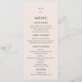 Dusty Pink Monogram Pearl Christian Wedding Menu Menükarte (Vorderseite)