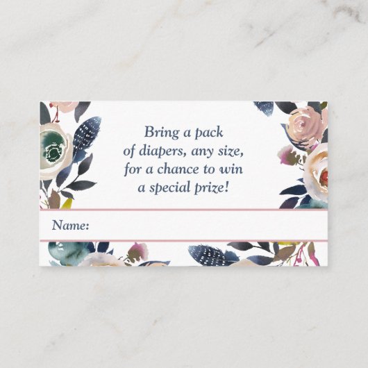 Dusty Pink Navy Babydusche Sprinkle Windelwindung Begleitkarte (Rückseite)