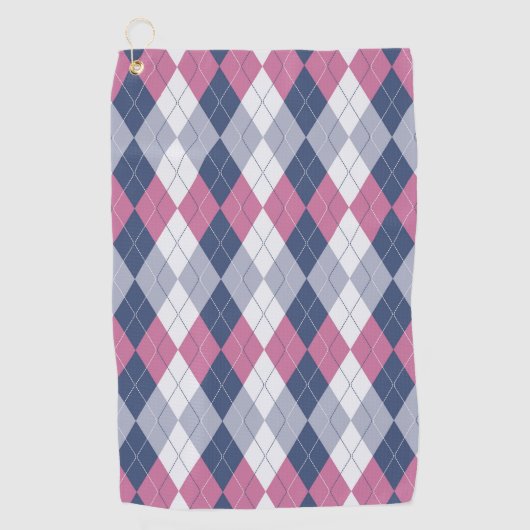 Dusty Pink & Navy Blue Slate Raute Golfhandtuch (Vorderseite)