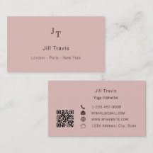 Dusty pink neutral QR code Business Card