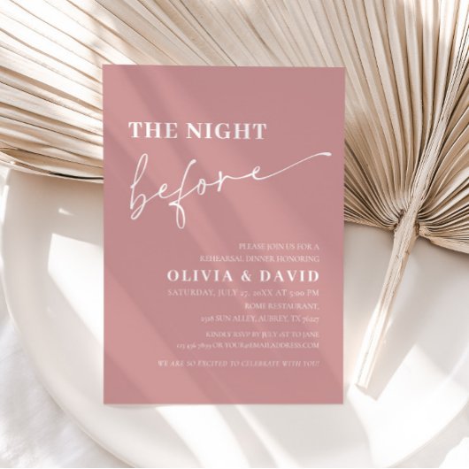 Dusty Pink Night Before Probe Dinner Einladen Einladung