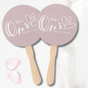 Dusty Pink Our Hearts Wedding / Jubiläum Fächer