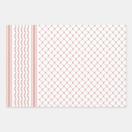 Dusty Pink palästinensisches Keffiyedesign Geschenkpapier Set (Vorderseite)
