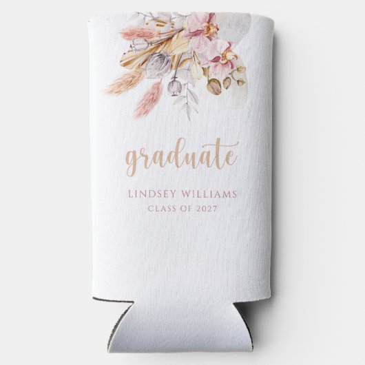 Dusty Pink Pampas Grass Boho Abschluss Selters Dosenkühler (Rückseite)