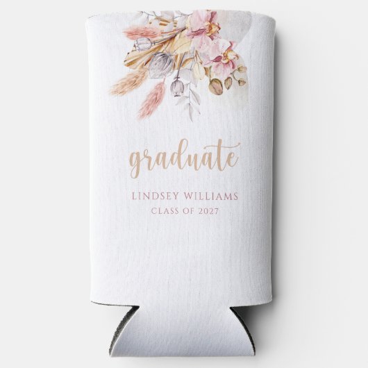 Dusty Pink Pampas Grass Boho Abschluss Selters Dosenkühler (Vorderseite)