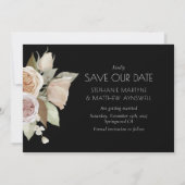 Dusty Pink Peach Botanical Foto Black Wedding Save The Date (Rückseite)