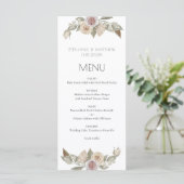 Dusty Pink Peach Botanical Wedding Menü Menükarte (Stehend Vorderseite)