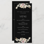 Dusty Pink Peach Floral Botanical Black Wedding Menükarte (Vorne/Hinten)