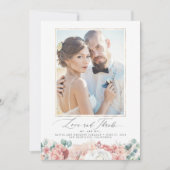 Dusty Pink Peach Floral Wedding Vielen Dank Einladung (Vorderseite)