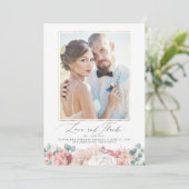 Dusty Pink Peach Floral Wedding Vielen Dank Einladung (Stehend Vorderseite)