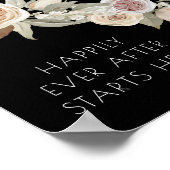 Dusty Pink Peach Flowy Botanical Black Wedding Poster (Ecke)