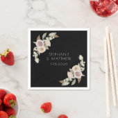 Dusty Pink Peach Rose Botanische Schwarze Hochzeit Serviette (Beispiel)