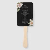 Dusty Pink Peach Rose Floral Black Wedding Program Fächer (Vorderseite)