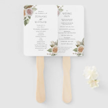 Dusty Pink Peach Rose Floral Wedding Programm