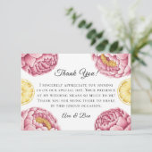 Dusty Pink Peonies and Lemon Wedding Dankeskarte (Stehend Vorderseite)