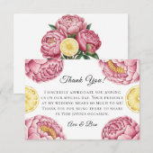 Dusty Pink Peonies and Lemon Wedding Dankeskarte (Vorne/Hinten)