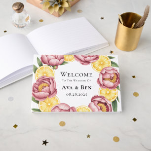 Dusty Pink Peonies and Lemon Wedding Gästebuch