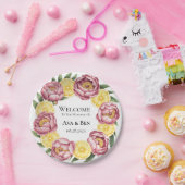 Dusty Pink Peonies and Lemon Wedding Paper Tellers Pappteller (Party)